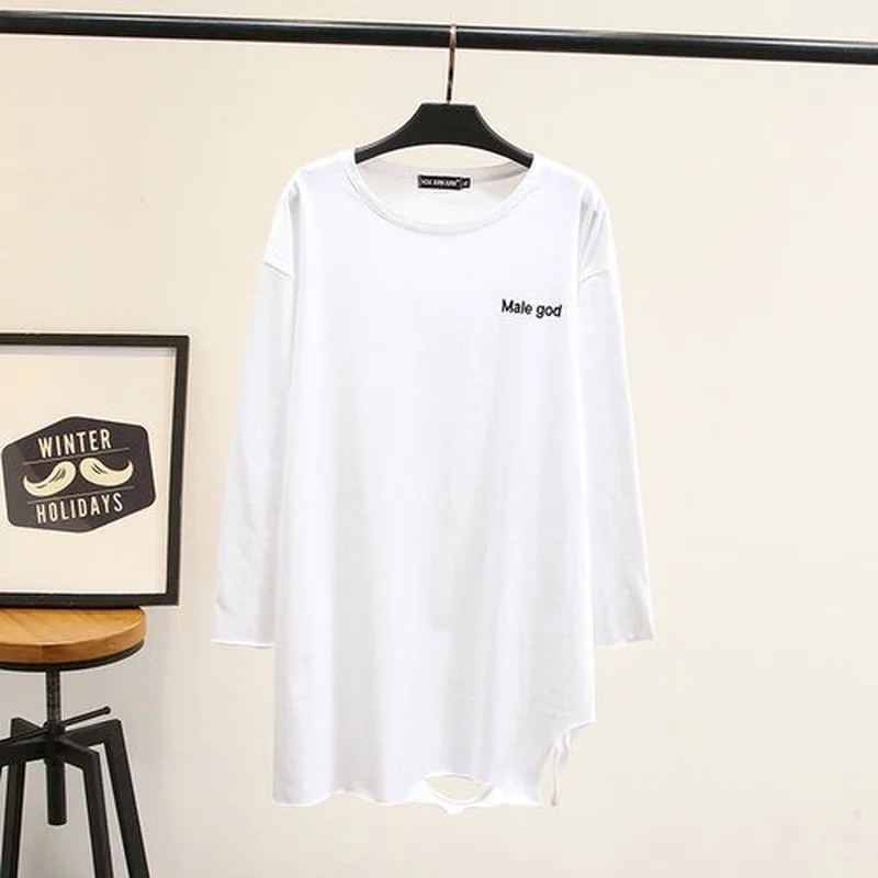 Plus Size XL-3XL White Black Letter Embroidery Tshirts Long Sleeved A-line Tops Large Size Simple Spring Autumn Muslimah Shirts
Plus Size XL-3XL White Black Letter Embroidery Tshirts Long Sleeved A-line Tops Large Size Simple Spring Autumn Muslimah Shirts