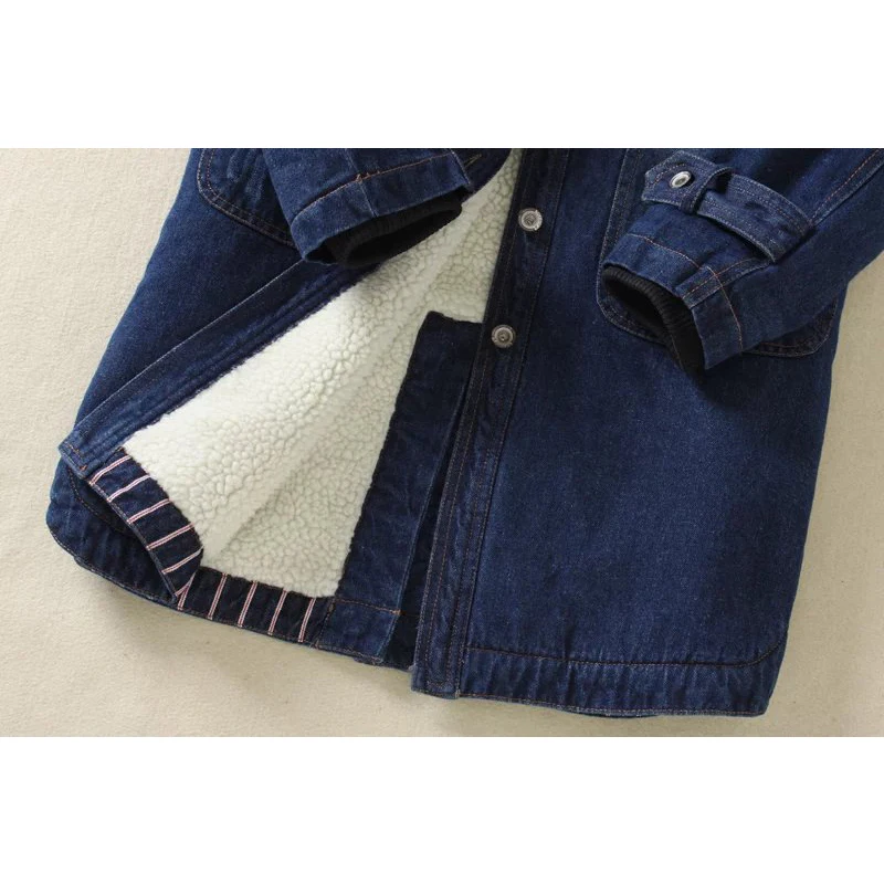 OLGITUM New 2020 Autumn And Winter Women Korean Thick Denim Coat Large Size Long Velvet Cotton Quilted Hooded Denim Jacket
OLGITUM New 2020 Autumn And Winter Women Korean Thick Denim Coat Large Size Long Velvet Cotton Quilted Hooded Denim Jacket