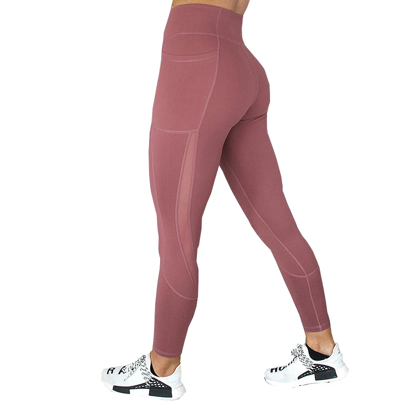 Фото Женские Леггинсы для йоги с карманами однотонные спортивные штаны сетчатые