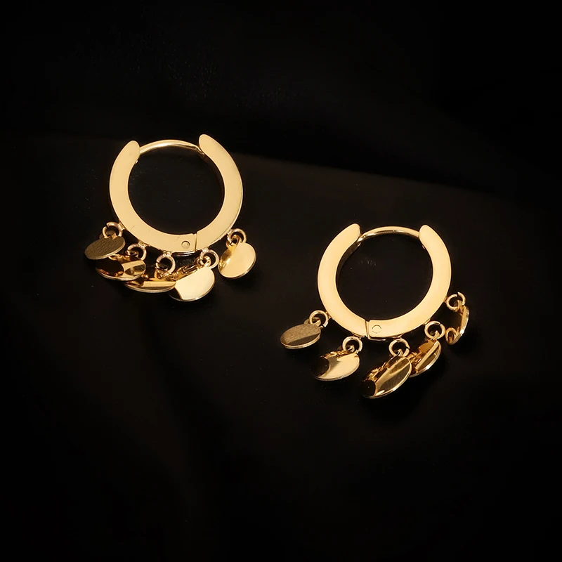 RHYSONG Stainless Steel Gold Shiny Mini Round Slice Tassel Drop Earrings For Women Sexy Circle Hoop Earing 2021 Tredny Korean
RHYSONG Stainless Steel Gold Shiny Mini Round Slice Tassel Drop Earrings For Women Sexy Circle Hoop Earing 2021 Tredny Korean