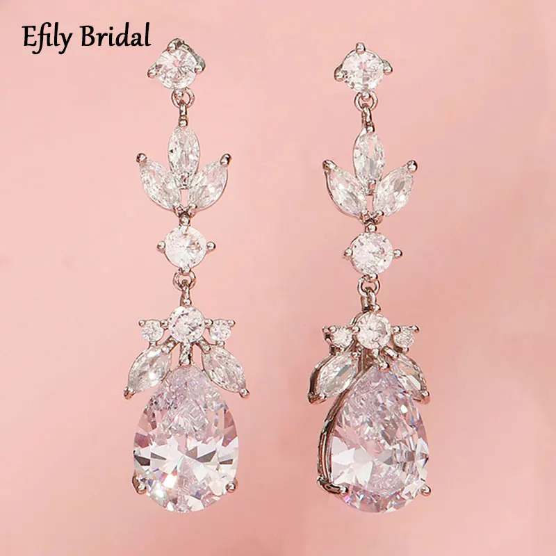 Efily Silver Color Drop Cubic Zircon Dangle Earrings for Women Luxury Jewelry Korean Fashion Wedding Earrings Christmas Gift
Efily Silver Color Drop Cubic Zircon Dangle Earrings for Women Luxury Jewelry Korean Fashion Wedding Earrings Christmas Gift