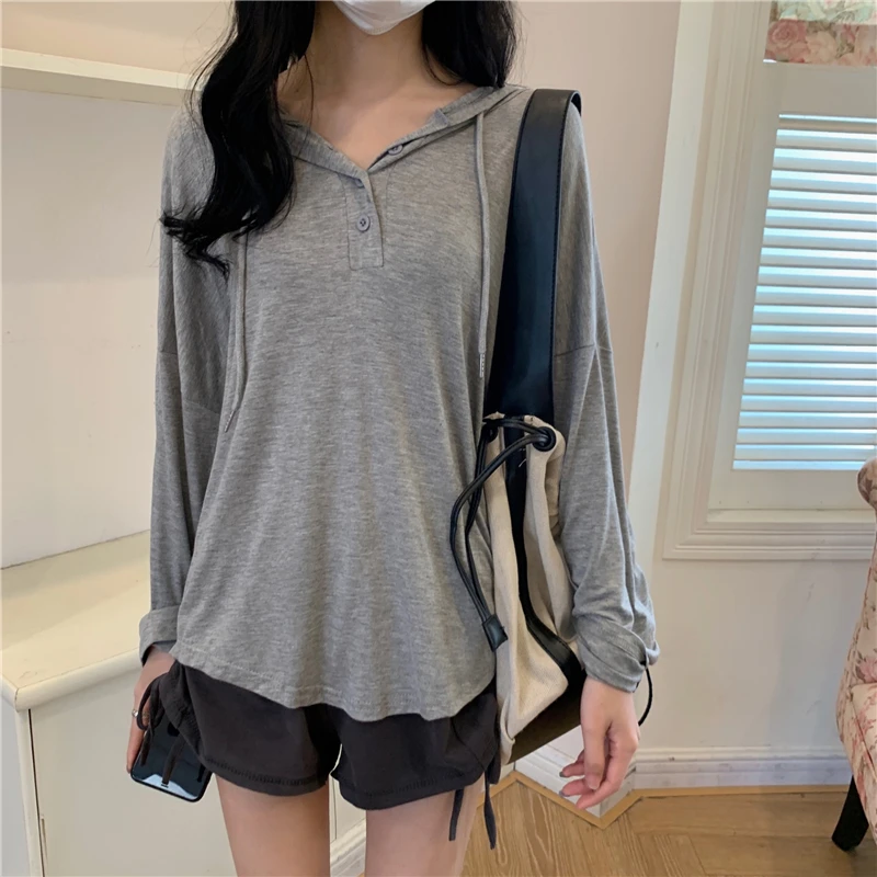 PLAMTEE 2022 New Autumn Women's Long-Sleeved Hooded T-Shirt Solid Color Irregular Thin Korean Casual Fashion Women Hot Top
PLAMTEE 2022 New Autumn Women's Long-Sleeved Hooded T-Shirt Solid Color Irregular Thin Korean Casual Fashion Women Hot Top