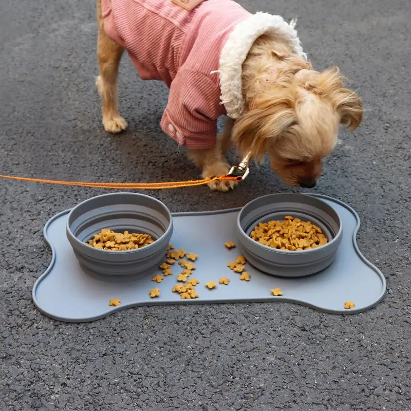 Eco Firendly Silicone Folding Feeding Mat Bowl Portable Non-slip Double Bowl Feeder Water Feeder Travel Portable Feeding
Eco Firendly Silicone Folding Feeding Mat Bowl Portable Non-slip Double Bowl Feeder Water Feeder Travel Portable Feeding