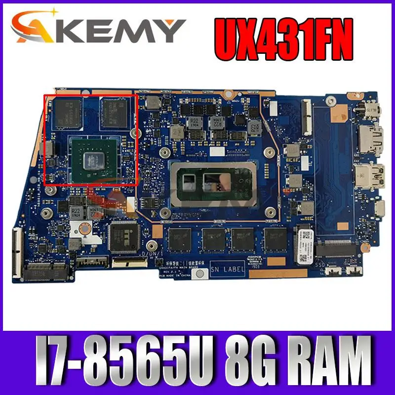 Материнская плата для ноутбука UX431FN/FA Материнская плата ASUS ZenBook UX431FL UX431FNC UX431FN UX431F с I7-8565U 8G RAM (V2G) GPU
Материнская плата для ноутбука UX431FN/FA Материнская плата ASUS ZenBook UX431FL UX431FNC UX431FN UX431F с I7-8565U 8G RAM (V2G) GPU