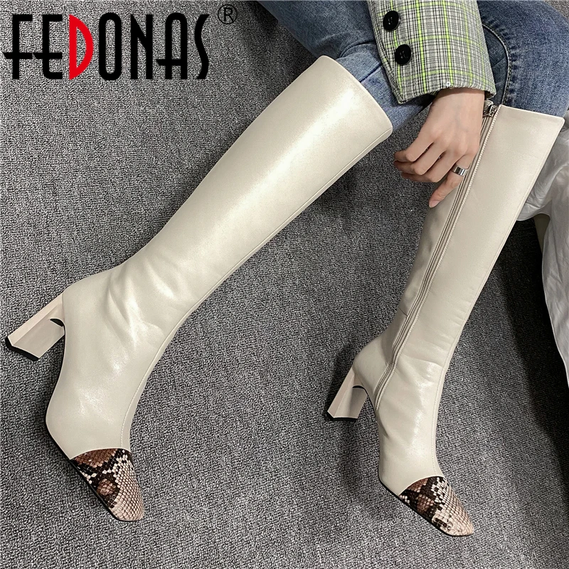 FEDONAS Women Knee-High Boots Neutral Fashion Mixed Colors Square Toe Autumn Winter High Heels Party Genuine Leather Shoes Woman
FEDONAS Women Knee-High Boots Neutral Fashion Mixed Colors Square Toe Autumn Winter High Heels Party Genuine Leather Shoes Woman