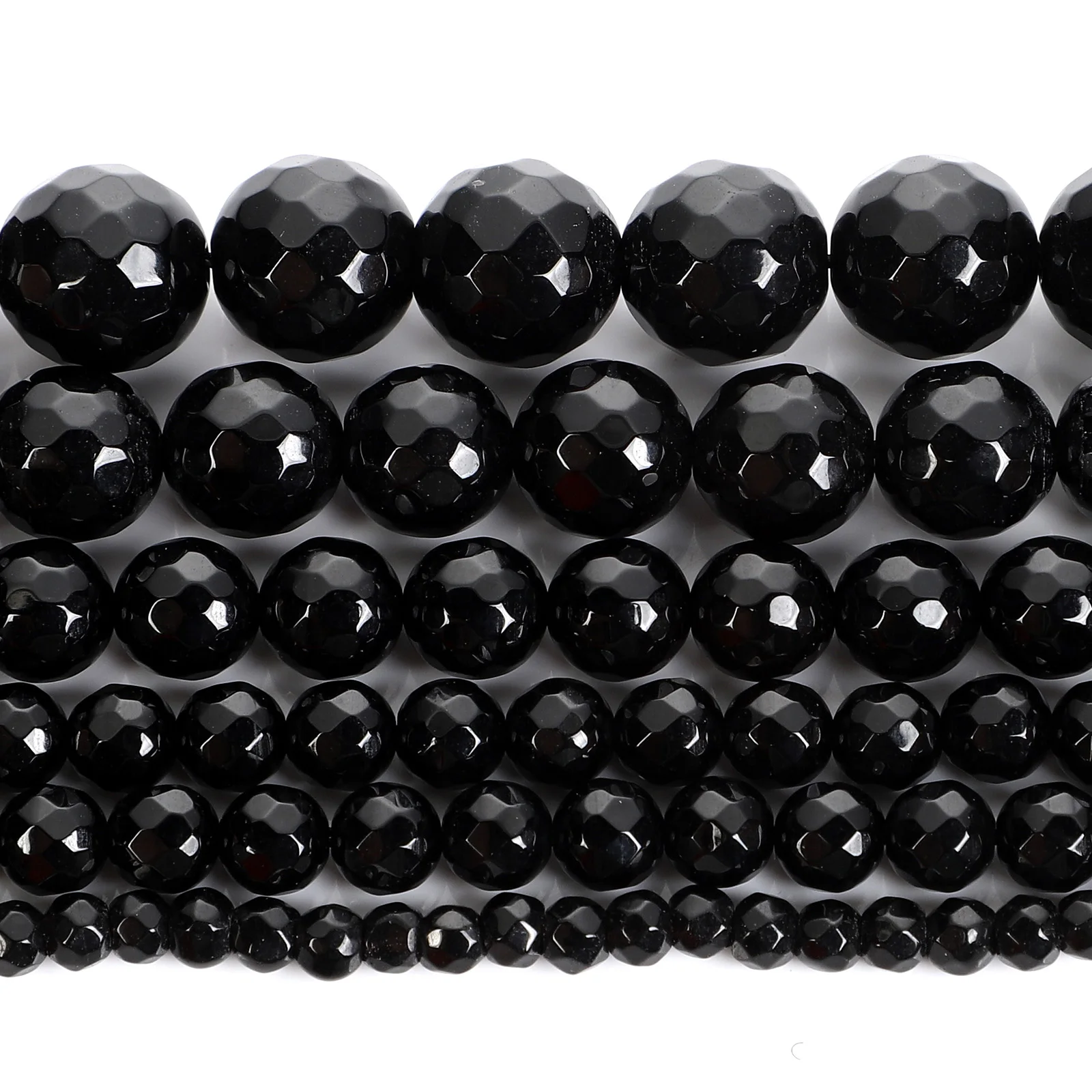 Бусины из натурального камня ограненные черного цвета незакрепленные бусины для