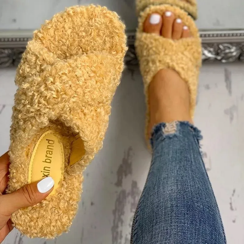Furry slippers women 2021 spring cross flat solid color sheep curl women slippers furry slides for women
Furry slippers women 2021 spring cross flat solid color sheep curl women slippers furry slides for women