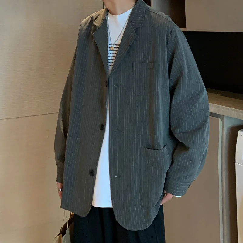 Classic Striped Men's Suit Coats 2021 Fashion Korean Loose Jackets Vintage Casual Tops Male Clothing Oversize Chaquetas Hombre
Classic Striped Men's Suit Coats 2021 Fashion Korean Loose Jackets Vintage Casual Tops Male Clothing Oversize Chaquetas Hombre