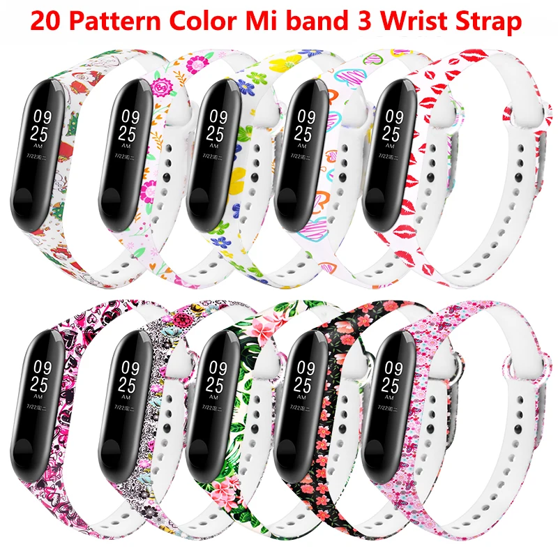 Цветной ремешок для mi band 3 с цветочным принтом xiaomi смарт браслет сменный
