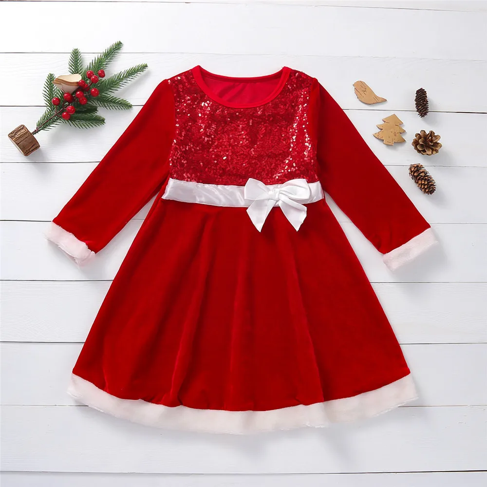 1-6 Years Baby Girls Christmas Red Dress Toddler Patchwork Sequins Bow Decoration Round Collar Long Sleeve A-Line Princess Dress
1-6 Years Baby Girls Christmas Red Dress Toddler Patchwork Sequins Bow Decoration Round Collar Long Sleeve A-Line Princess Dress