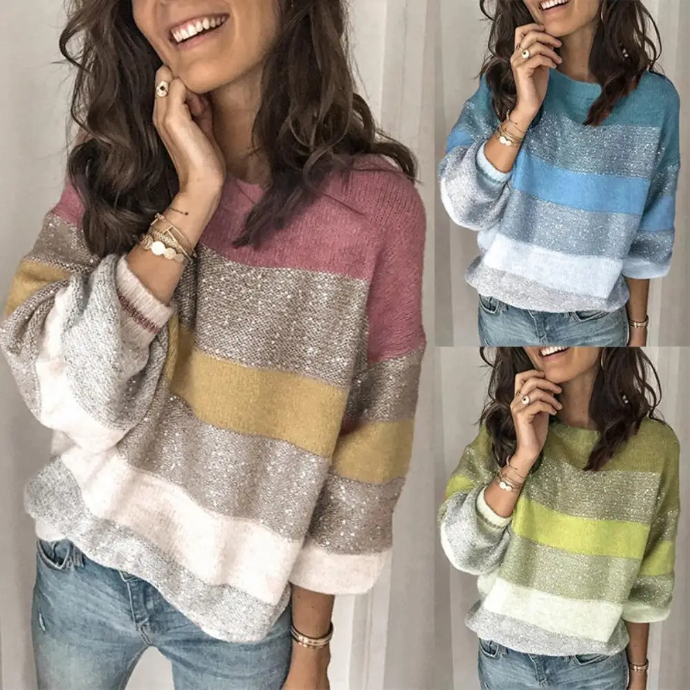 Women Sweaters Pullovers Winter Casual Color Block Long Sleeve O Neck Loose Knitted Sweater Pullover Women's Sweaters Ladies Top
Women Sweaters Pullovers Winter Casual Color Block Long Sleeve O Neck Loose Knitted Sweater Pullover Women's Sweaters Ladies Top