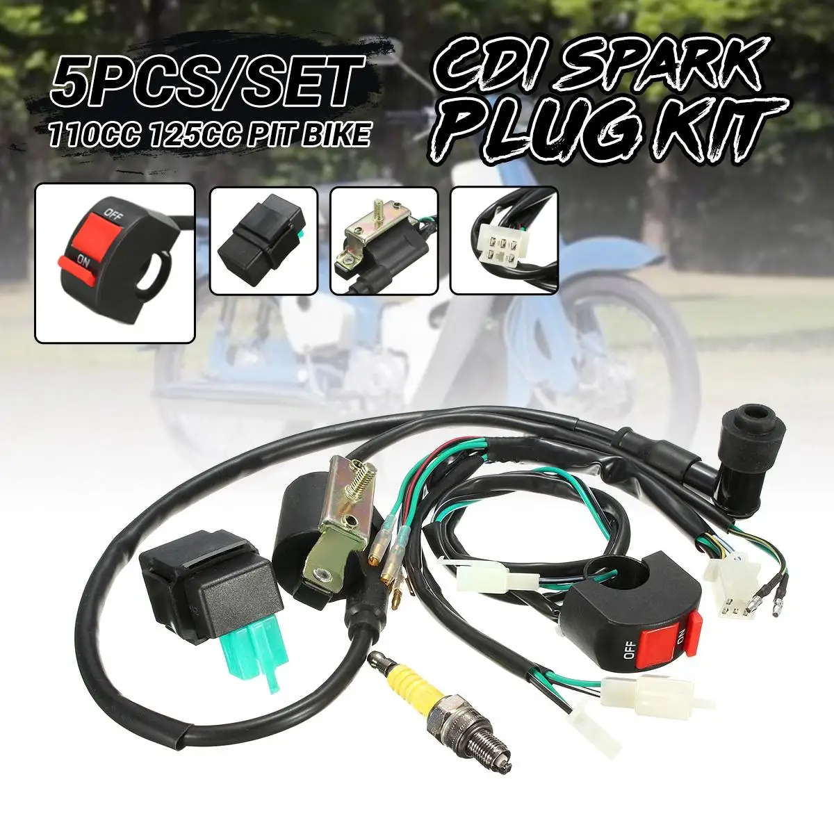 5 шт. проводка ткацкий станок выключатель катушки CDI Plug Kit 2Pin для 110cc 125cc 140cc Pit Bikeset Байк ATV мотоцикл
5 шт. проводка ткацкий станок выключатель катушки CDI Plug Kit 2Pin для 110cc 125cc 140cc Pit Bikeset Байк ATV мотоцикл