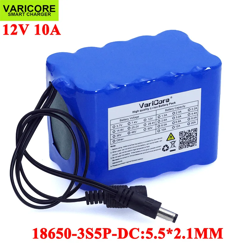 VariCore 12V 10Ah 18650 li-lon battery pack 12.6V 10000mAh with BMS Circuit Protection Board DC 5.5*2.1mm backup power supply
VariCore 12V 10Ah 18650 li-lon battery pack 12.6V 10000mAh with BMS Circuit Protection Board DC 5.5*2.1mm backup power supply