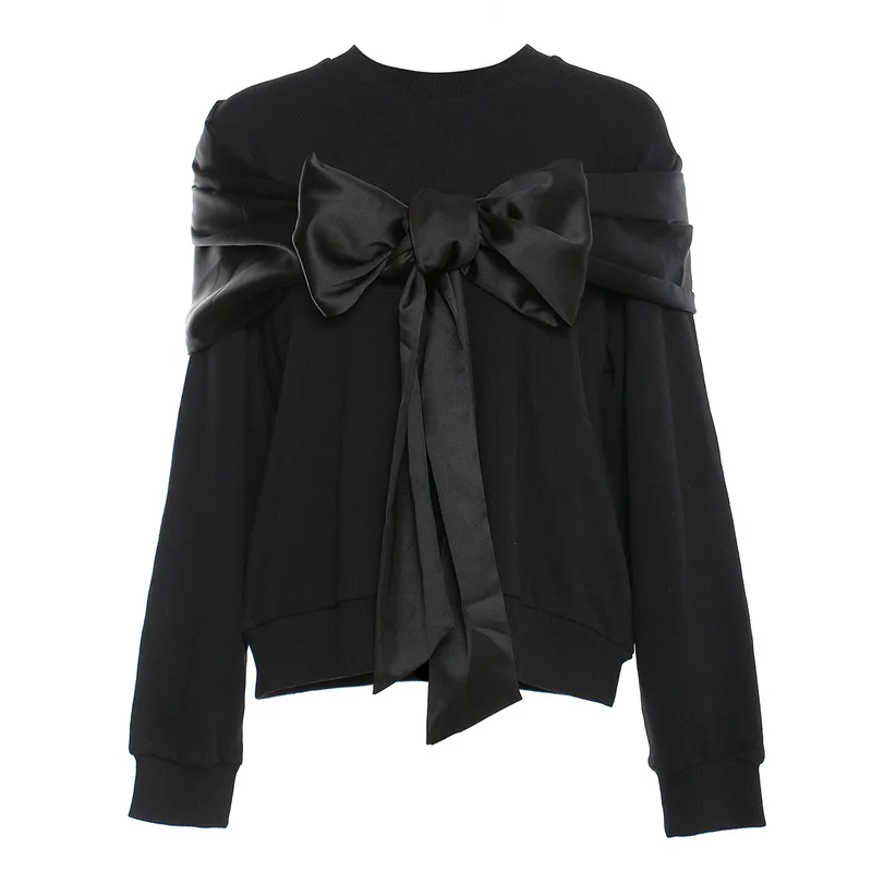 2021 Fall Women's Casual Fashion Bowknot Patchwork Black Pullover Female Korean Y2k Long Sleeve Solid Color Sweatshirt Hoddies
2021 Fall Women's Casual Fashion Bowknot Patchwork Black Pullover Female Korean Y2k Long Sleeve Solid Color Sweatshirt Hoddies