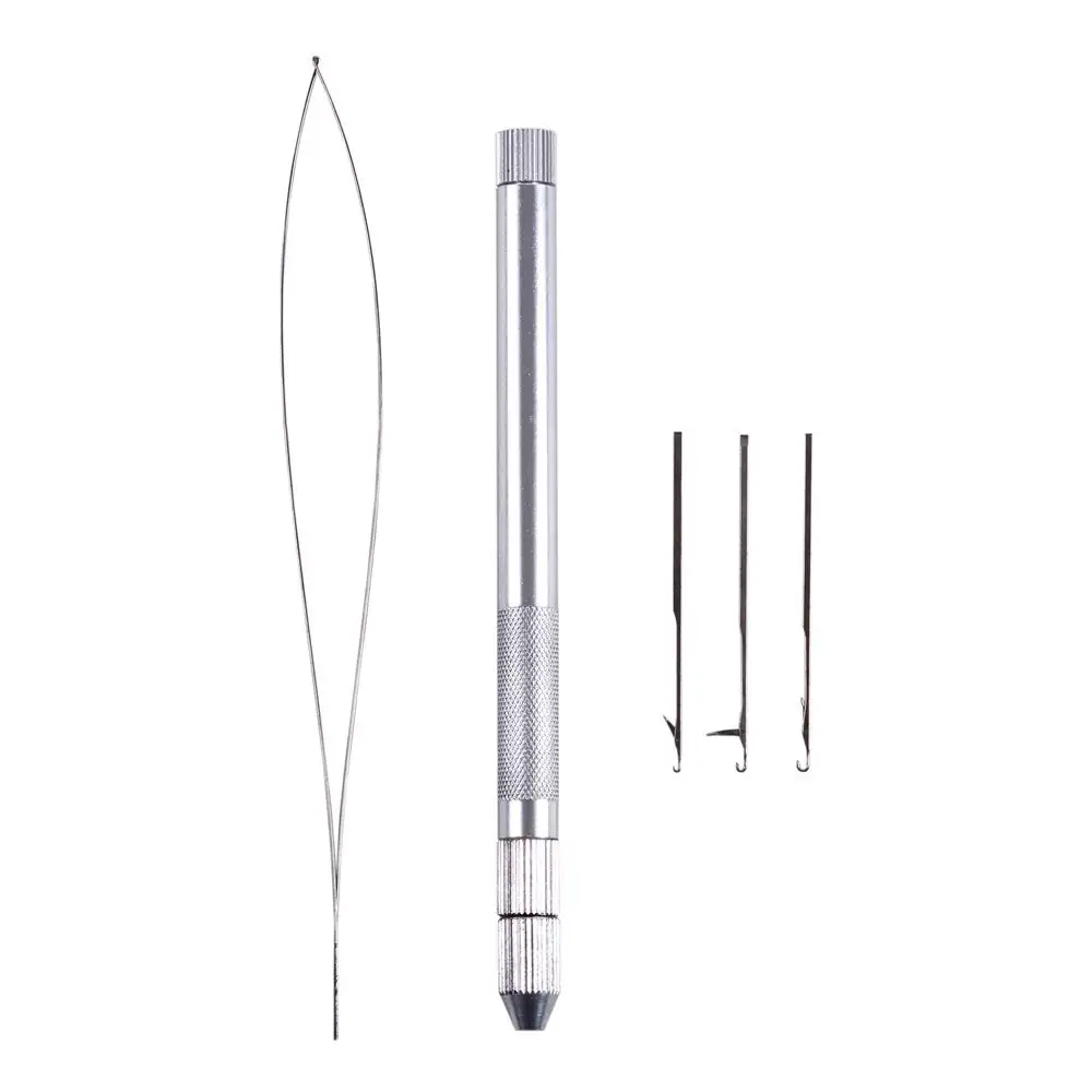 Hair Extension Tools: 3 Knitting Needles 1 Holder 1 Pulling Needle Loop Threader Aluminum Ventilating Holder and Needles Kit
Hair Extension Tools: 3 Knitting Needles 1 Holder 1 Pulling Needle Loop Threader Aluminum Ventilating Holder and Needles Kit