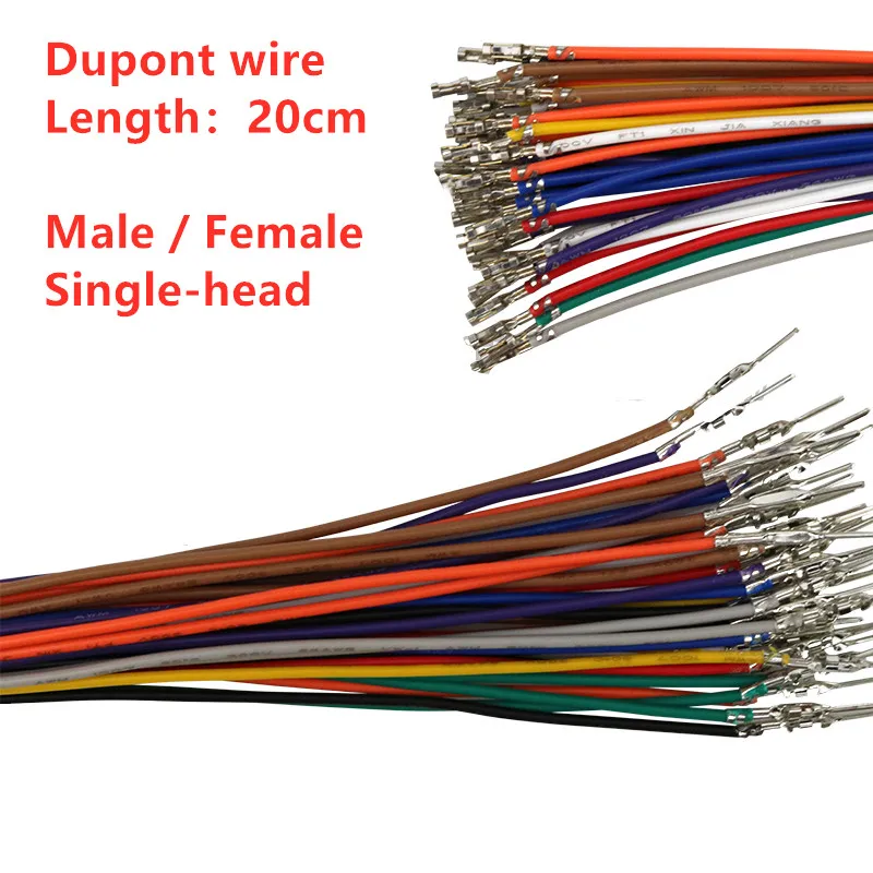 

20pcs/Lot DuPont Wire Single-head Connecting Wire 20CM 26AWG DuPont 2.54MM 1P Terminal Cable For DuPont plastic shell