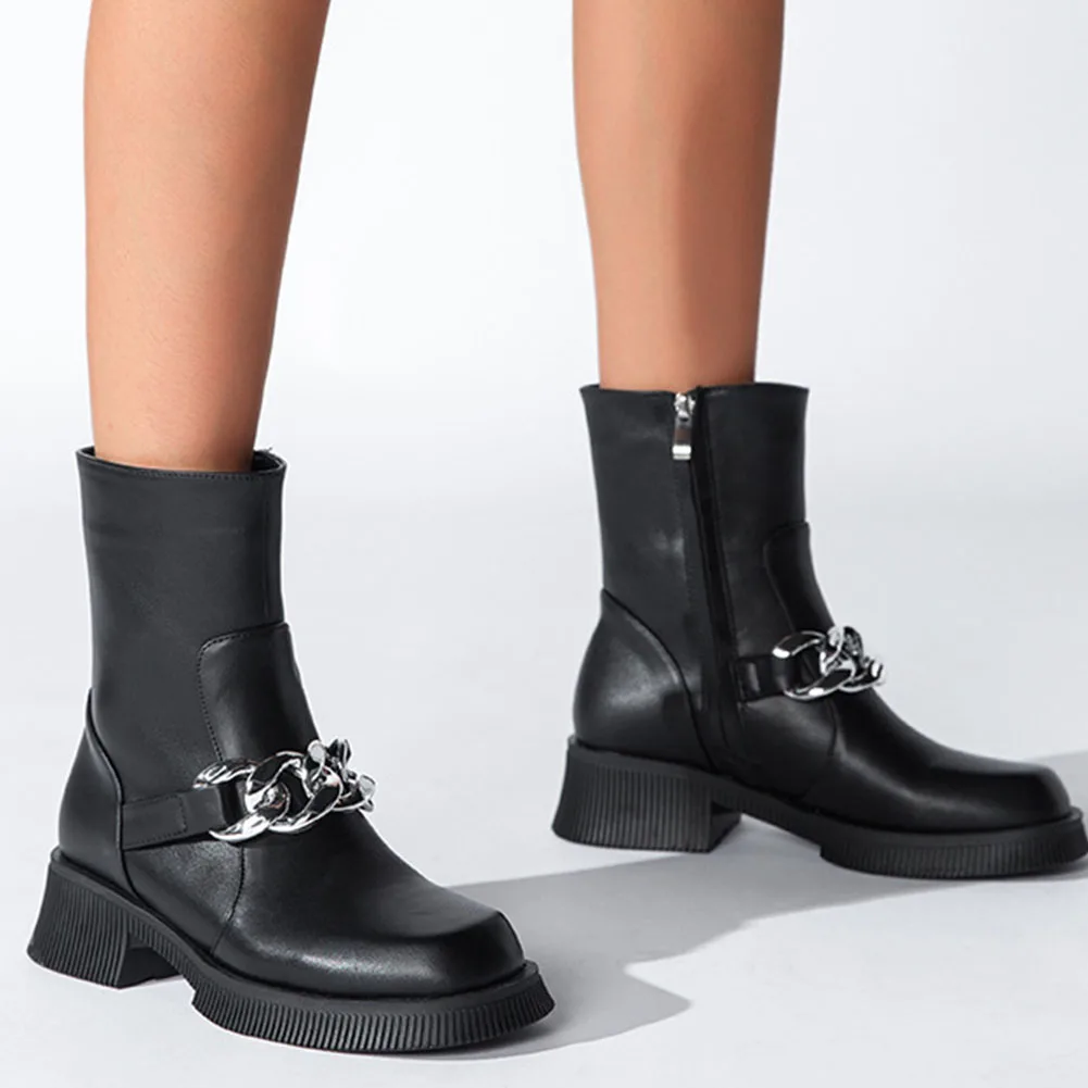 Female Motorcycle Boots For Women Autumn Chunky Metal Fashion Ankle Boots Zipper Design Brand New High Quality women's Shoes
Female Motorcycle Boots For Women Autumn Chunky Metal Fashion Ankle Boots Zipper Design Brand New High Quality women's Shoes