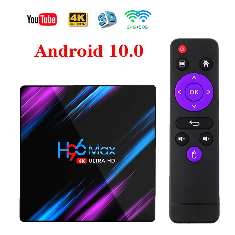 Set Top TV Box H96 Max RK3318 4G DDR3 USB 3.0 Bluetooth 4.0 Android 10.0 OS 4K 4096x2160 Smart Penta-Core Mali-450 GPU 2.4G/5G
Set Top TV Box H96 Max RK3318 4G DDR3 USB 3.0 Bluetooth 4.0 Android 10.0 OS 4K 4096x2160 Smart Penta-Core Mali-450 GPU 2.4G/5G