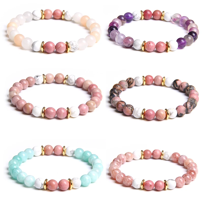 Natural Crystals Pink Quartzs Bracelets For Women Rhodochrosite Mixed Stone Streche Bracelets&Bangles Amethysts Female Jewelry
Natural Crystals Pink Quartzs Bracelets For Women Rhodochrosite Mixed Stone Streche Bracelets&Bangles Amethysts Female Jewelry
