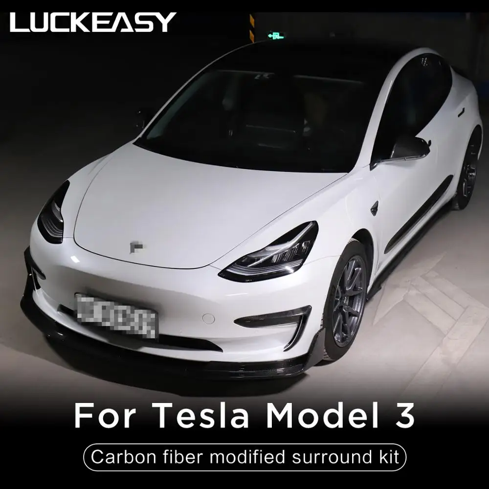 LUCKEASY автомобильные аксессуары экстерьер для Tesla модель 3 мокрый карбоновый