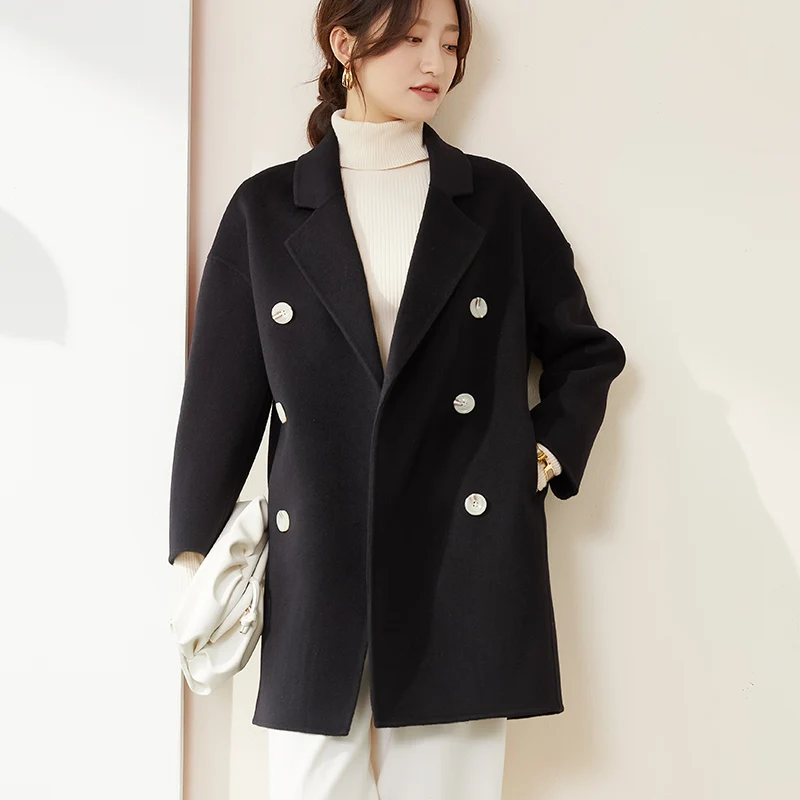 Двубортное Женское пальто из 100-ной шерсти, элегантное осенне-зимнее однотонное повседневное женское пальто из искусственной шерсти
Двубортное Женское пальто из 100-ной шерсти, элегантное осенне-зимнее однотонное повседневное женское пальто из искусственной шерсти