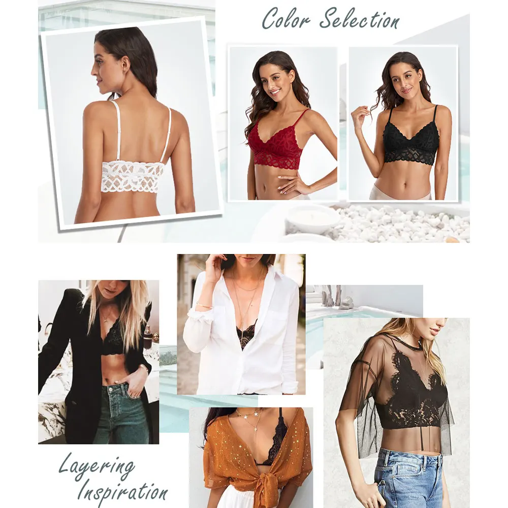 Lace Bralette Top Women Sexy Padded Bra Seamless Lingerie Halter Wireless Brassiere Underwear Sujetador Femme Triangle Cup
Lace Bralette Top Women Sexy Padded Bra Seamless Lingerie Halter Wireless Brassiere Underwear Sujetador Femme Triangle Cup