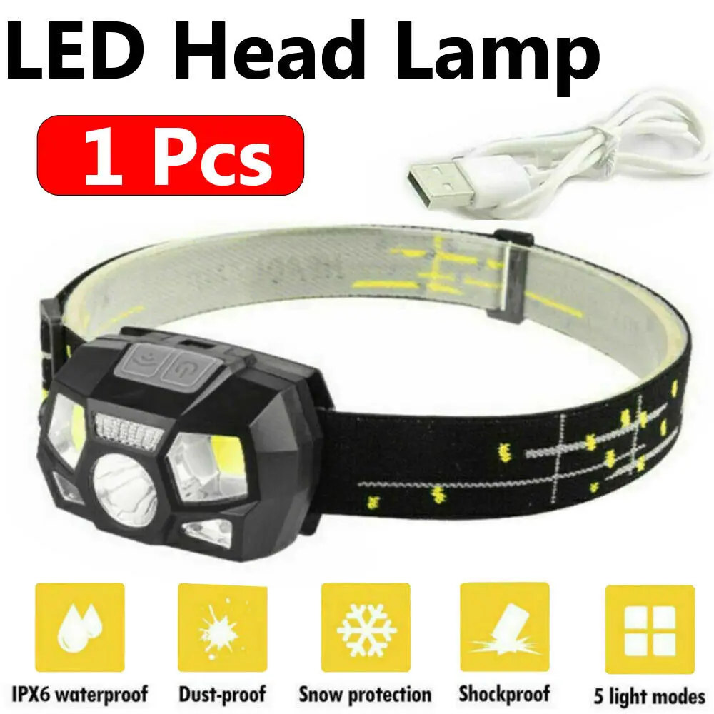 Налобный фонарь, светодиодный, USB 
Налобный фонарь, светодиодный, USB