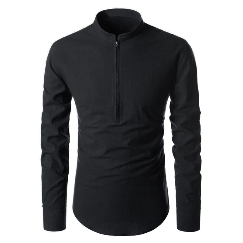 2021 Summer Men Short Sleeve Shirt Long Sleeve Men Business Casual Breathable Shirt Standing Collar