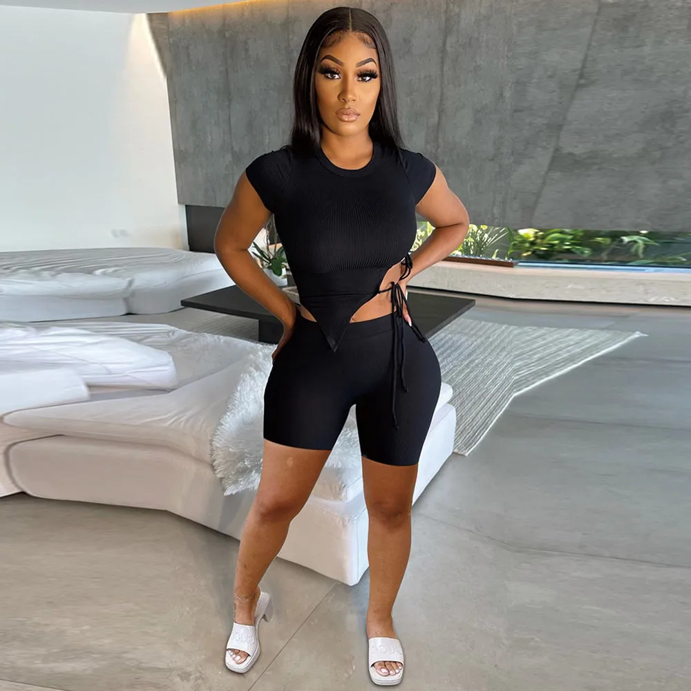 Side Hollow Drawstring Sport Short Sleeve T Shirt And Shorts 2 Piece Set Biker Set Summer Active Fitness Outwear Bodycon Outfit
Side Hollow Drawstring Sport Short Sleeve T Shirt And Shorts 2 Piece Set Biker Set Summer Active Fitness Outwear Bodycon Outfit