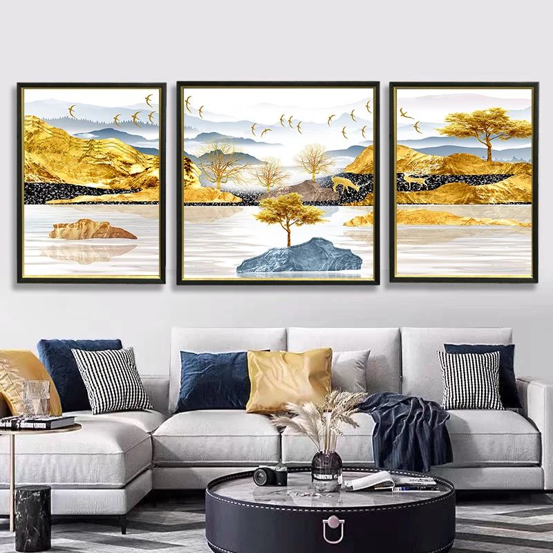 Abstract Golden Mountain Landscape Poster Printing Flying Birds and Elk Canvas 3 Pannel Painting Living Room Home Decor Pictures
Abstract Golden Mountain Landscape Poster Printing Flying Birds and Elk Canvas 3 Pannel Painting Living Room Home Decor Pictures