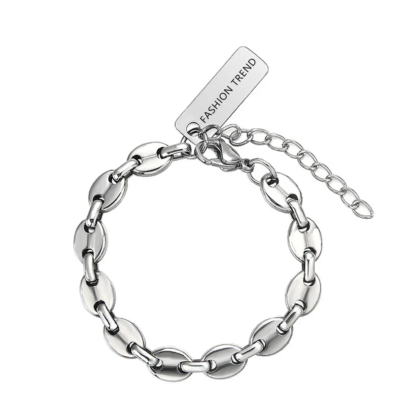 Personality Pig Nose Chain Charm Bracelet for Women Silver Color Alloy Geometric Link Chain Letters Coin Pendant Bracelets 2020
Personality Pig Nose Chain Charm Bracelet for Women Silver Color Alloy Geometric Link Chain Letters Coin Pendant Bracelets 2020
