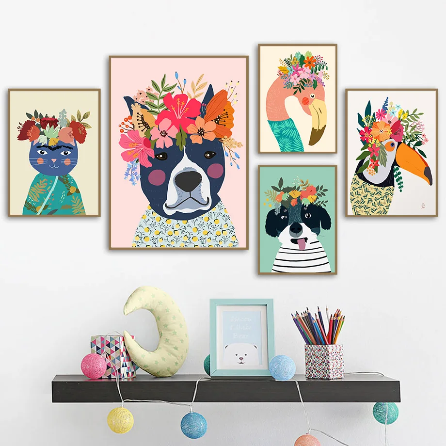 Colorful Flower Pets Flamingo Dog Cat Toucan Nordic Posters And Prints Wall Art Canvas Painting Wall Pictures Kids Room Decor
Colorful Flower Pets Flamingo Dog Cat Toucan Nordic Posters And Prints Wall Art Canvas Painting Wall Pictures Kids Room Decor