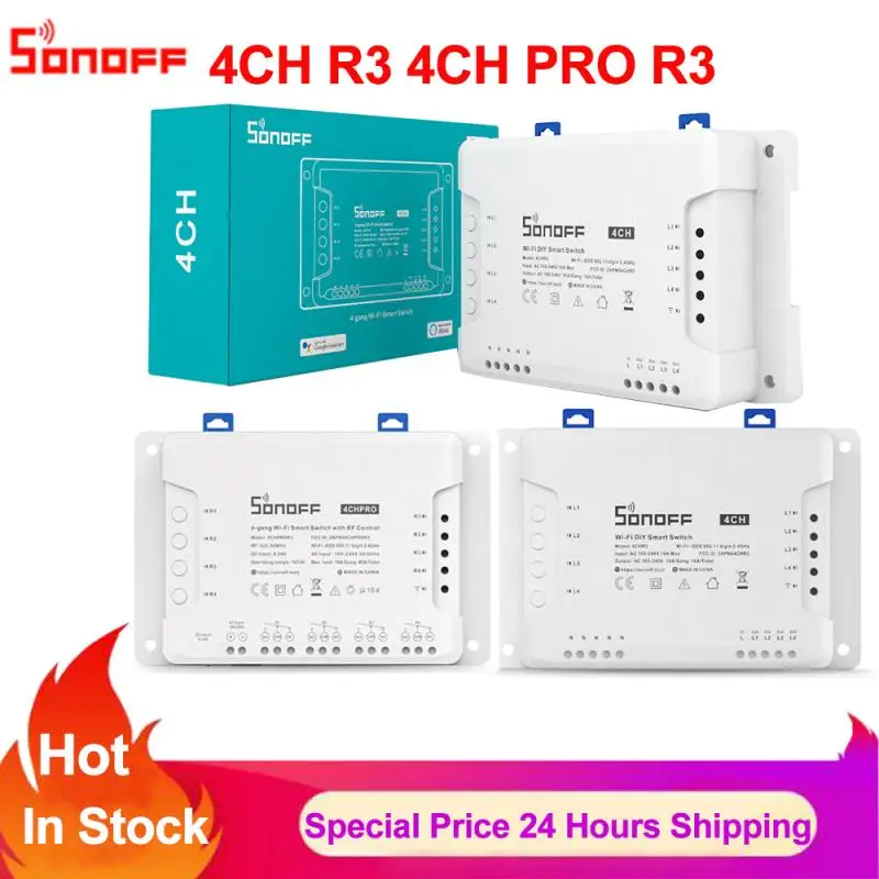 

Itead SONOFF 4CH R3/ 4CH PRO R3 Wifi Switch Module 4 Gang Wi-Fi DIY Smart Switch APP Voice Control Smart Home Works With Alexa