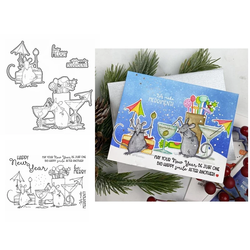 Mice Stealing Juice Happy New Year Scene Metal Cutting Dies With Coordinating Clear Silicone Stamps DIY Craft Paper 2021 Hot Sal
Mice Stealing Juice Happy New Year Scene Metal Cutting Dies With Coordinating Clear Silicone Stamps DIY Craft Paper 2021 Hot Sal