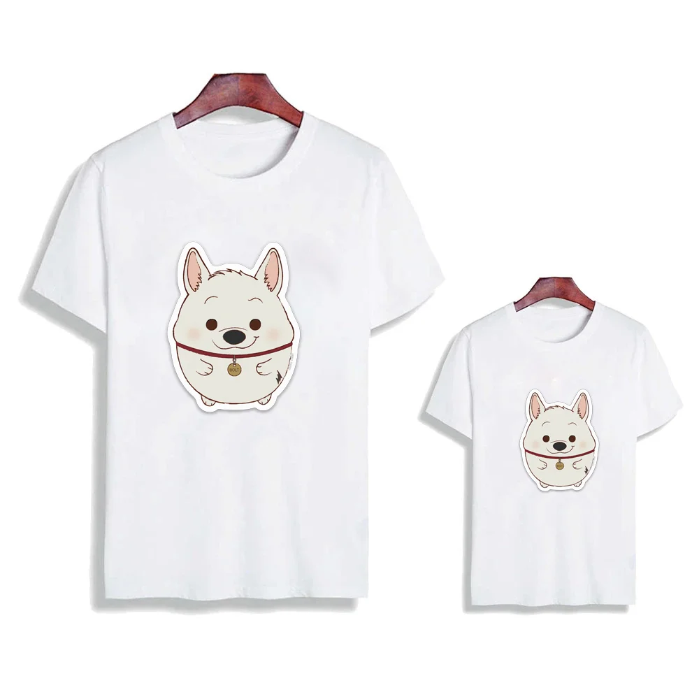 Семейные футболки летняя белая одежда с коротким рукавом топы принты животных