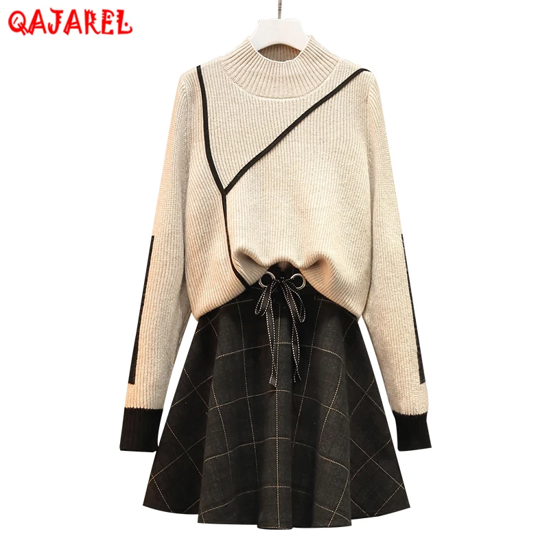 Women White Knitted Pullover Fashion Plaid Skirt Ladies Outfits 2023 Autumn Winter Pullovers Mini Half-Length Skirt Suit Sets
Women White Knitted Pullover Fashion Plaid Skirt Ladies Outfits 2023 Autumn Winter Pullovers Mini Half-Length Skirt Suit Sets