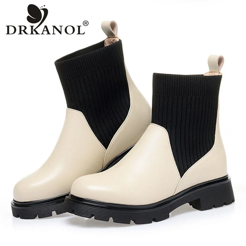 DRKANOL Women Sock Boots Genuine Leather Flats Ankle Boots Women Autumn Winter Wool Student All-match Warm Boots Big Size 42 43
DRKANOL Women Sock Boots Genuine Leather Flats Ankle Boots Women Autumn Winter Wool Student All-match Warm Boots Big Size 42 43