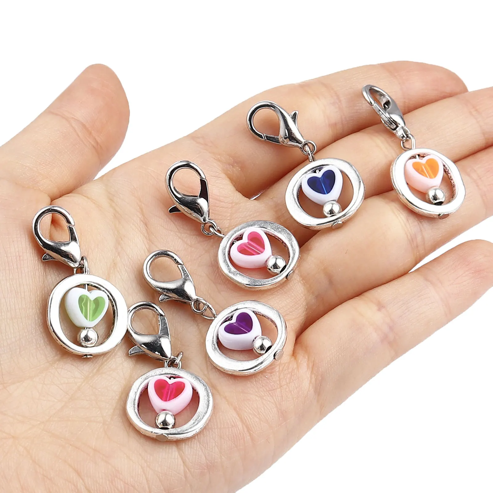12 PCs Pearlized Round Heart Knitting Stitch Markers Zinc Based Alloy & Acrylic Silver Color At Random Color For Knitting Tools
12 PCs Pearlized Round Heart Knitting Stitch Markers Zinc Based Alloy & Acrylic Silver Color At Random Color For Knitting Tools