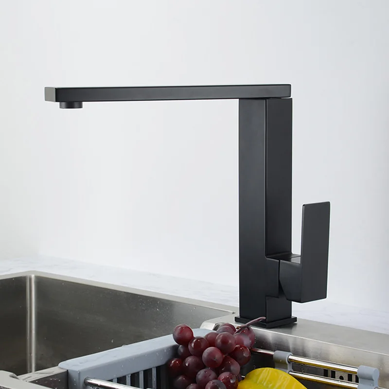 Square Kitchen Faucets Matte Black Sink Kitchen Mixer Water Tap SUS304 Stainless Steel Kitchen Faucet 360 Rotating
Square Kitchen Faucets Matte Black Sink Kitchen Mixer Water Tap SUS304 Stainless Steel Kitchen Faucet 360 Rotating