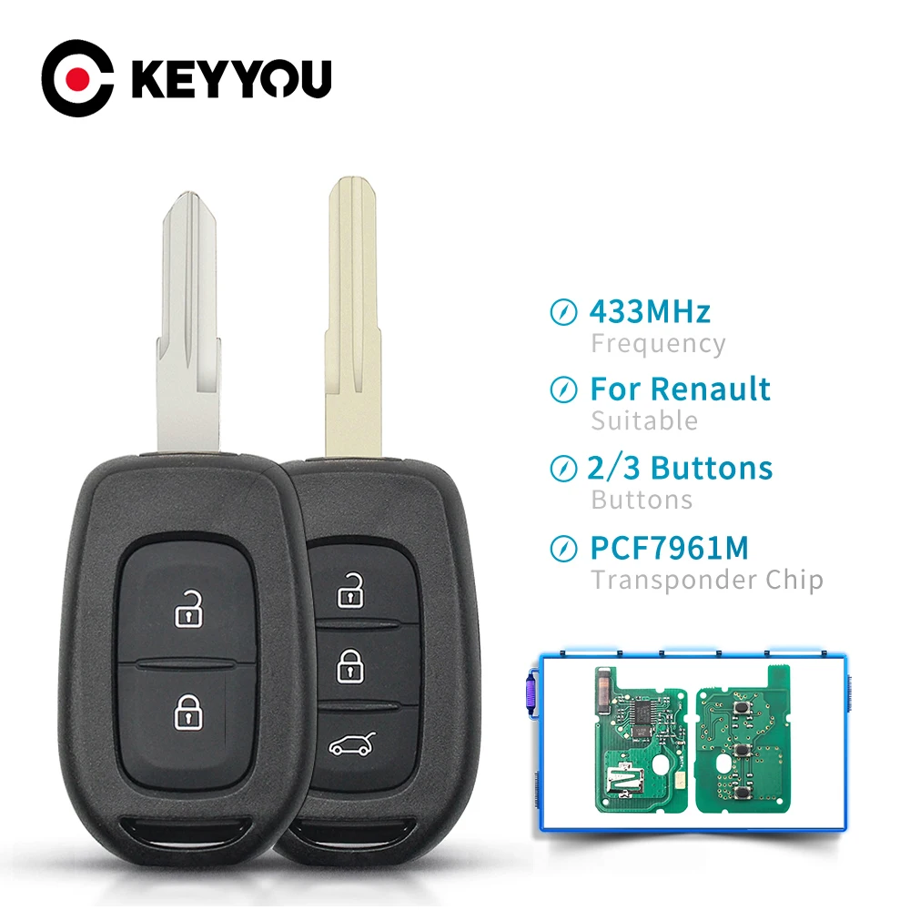KEYYOU PCF7961M 2 Buttons 433MHz For Renault Sandero Dacia Logan Lodgy Dokker Duster Trafic Clio4 Master Car Remote Control Key
KEYYOU PCF7961M 2 Buttons 433MHz For Renault Sandero Dacia Logan Lodgy Dokker Duster Trafic Clio4 Master Car Remote Control Key