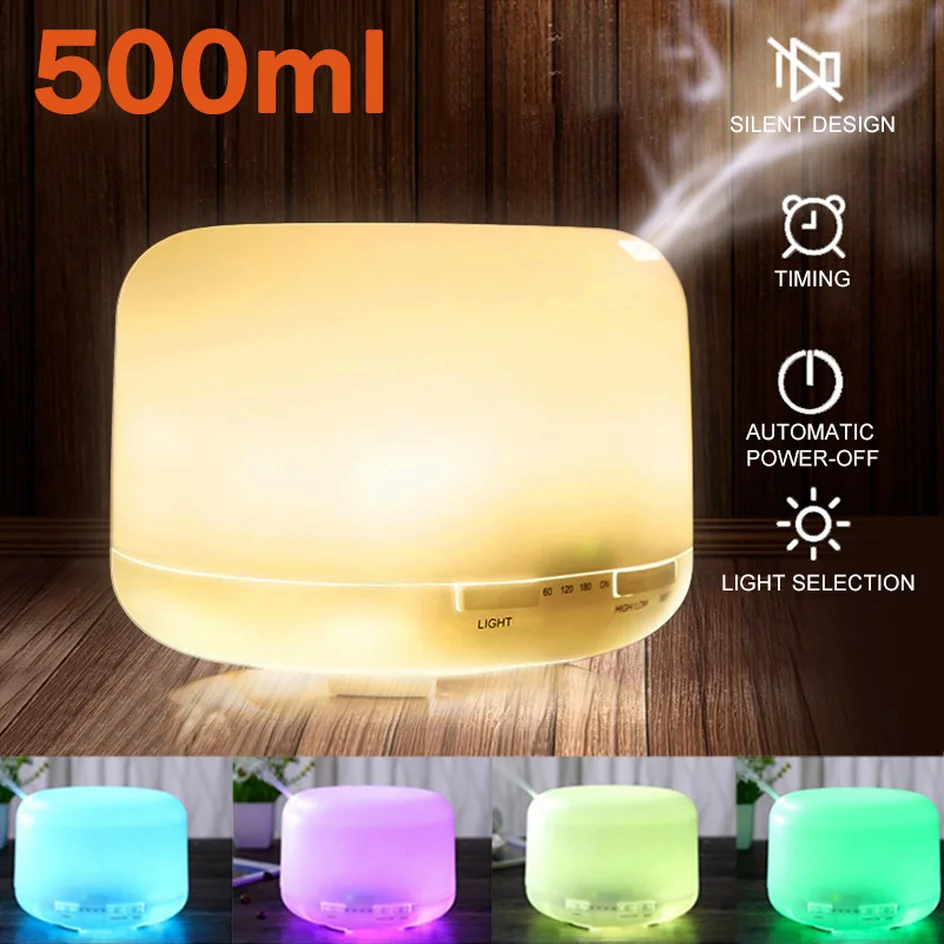 Electric Aromatherapy Diffuser Air Humidifier 500ML Ultrasonic Cool Mist Maker Fogger LED Night Light Essential Oil Diffuser 
Electric Aromatherapy Diffuser Air Humidifier 500ML Ultrasonic Cool Mist Maker Fogger LED Night Light Essential Oil Diffuser