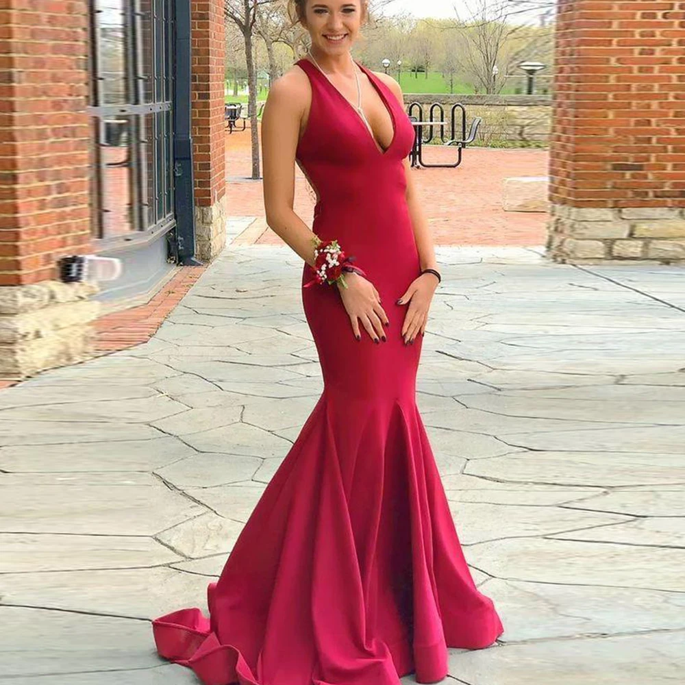 Red Mermaid Evening Dresses Long 2021 Women Simple Deep V-Neck Satin Split Prom Gowns custom Made Plus Size vestidos de fiesta
Red Mermaid Evening Dresses Long 2021 Women Simple Deep V-Neck Satin Split Prom Gowns custom Made Plus Size vestidos de fiesta