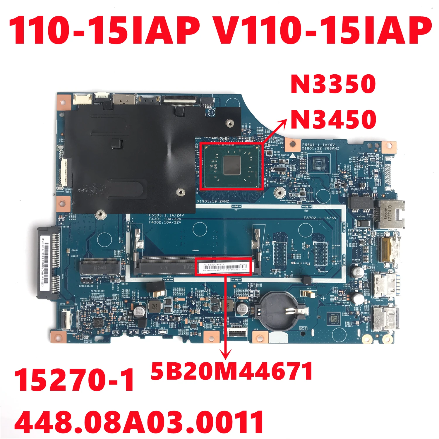 5B20M44671 для Lenovo V110 110-15IAP V110-15IAP Материнская плата ноутбука LV114A 15270-1 448.08A03.0011 с N3350 N3450