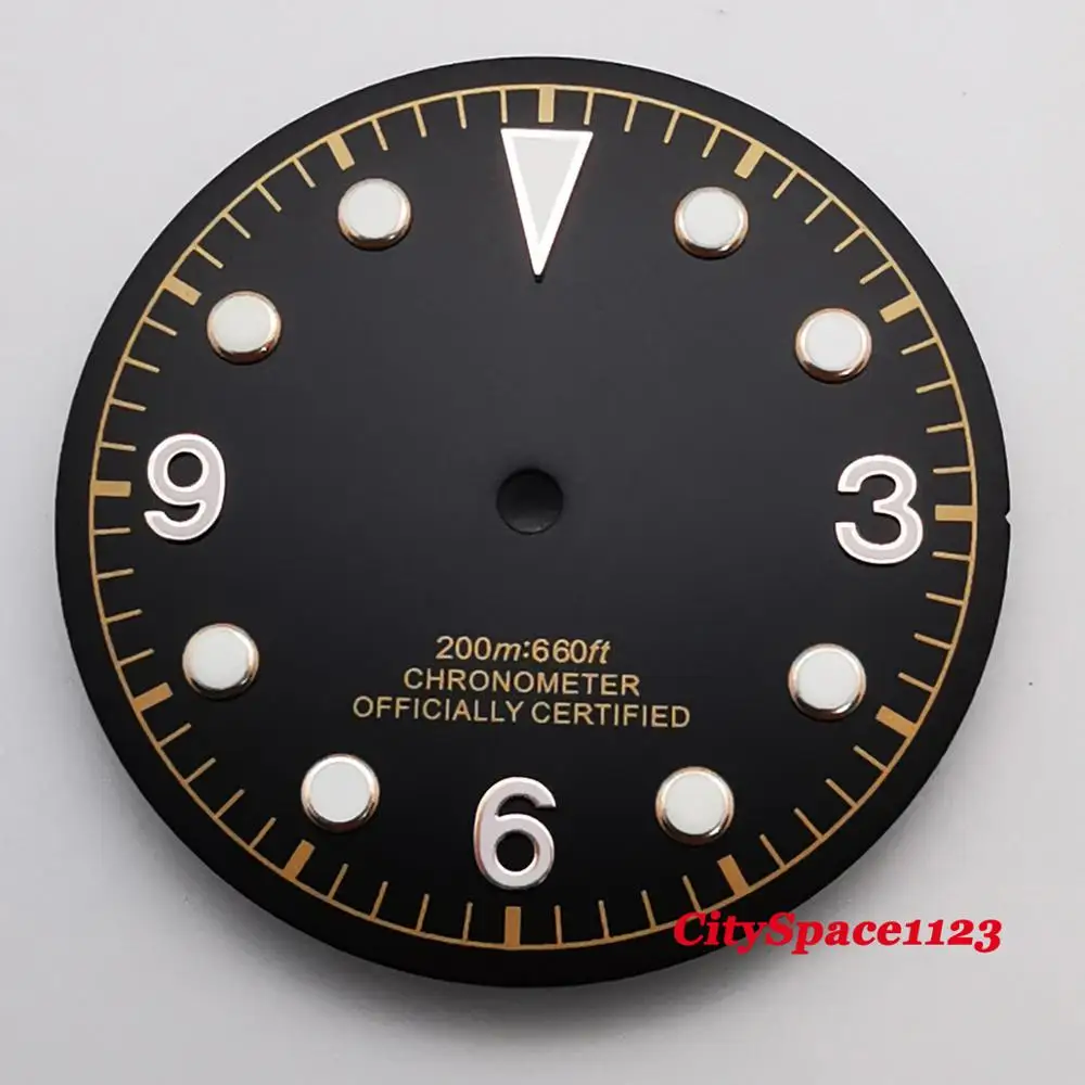 

Corgeut части часов 30,5 мм черный циферблат розовое золото марки fit ETA 2836 Miyota 8215 ST1612 автоматические движения