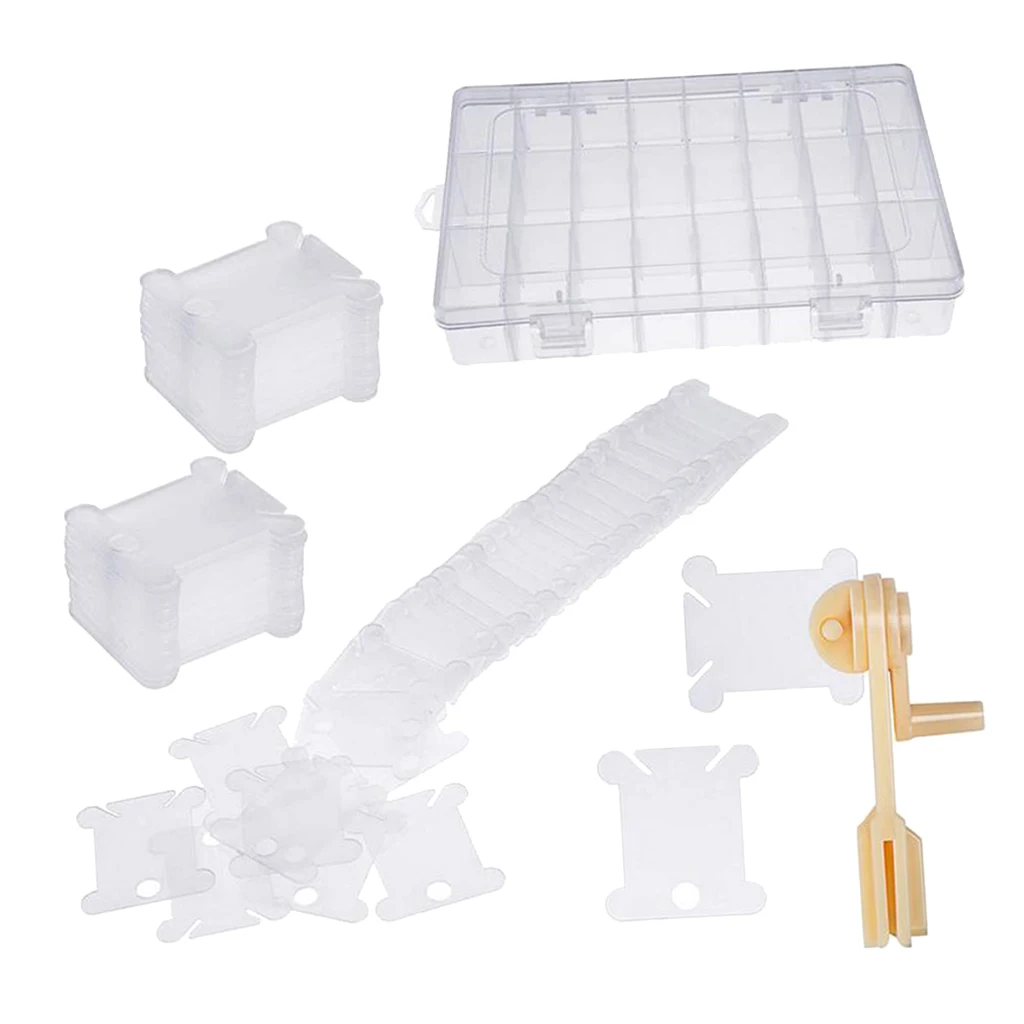 100 Pieces Plastic Thread Floss Bobbins with Floss Winder and Embroidery Organizer Box Cross Stitch Craft DIY Sewing Storage Set
100 Pieces Plastic Thread Floss Bobbins with Floss Winder and Embroidery Organizer Box Cross Stitch Craft DIY Sewing Storage Set