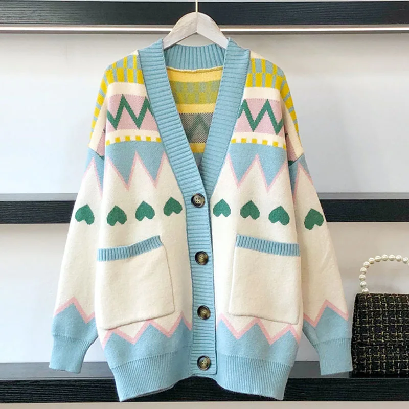 Korean Loose Knitted Cardigan Female Jacket Single-Breasted V Neck Woman Sweaters 2021 Loose Coat Casual Oversize Cardigan Mujer
Korean Loose Knitted Cardigan Female Jacket Single-Breasted V Neck Woman Sweaters 2021 Loose Coat Casual Oversize Cardigan Mujer
