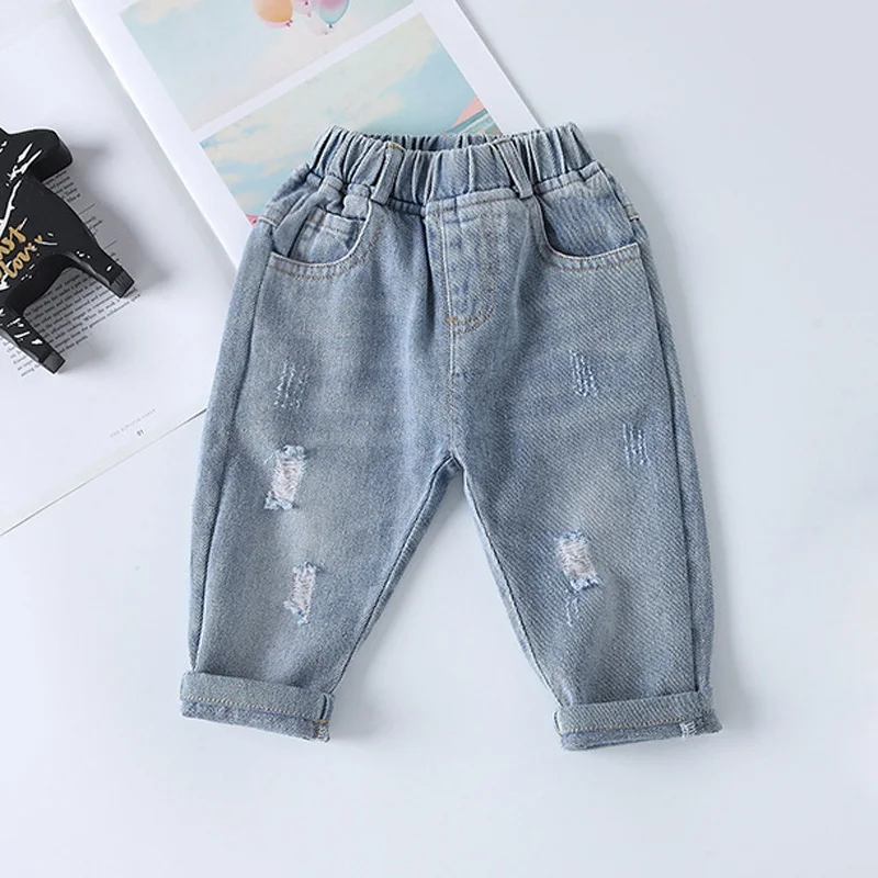 Фото Джинсы для мальчиков Детские джинсы Сезон весна-осень Модные джинсовые брюки