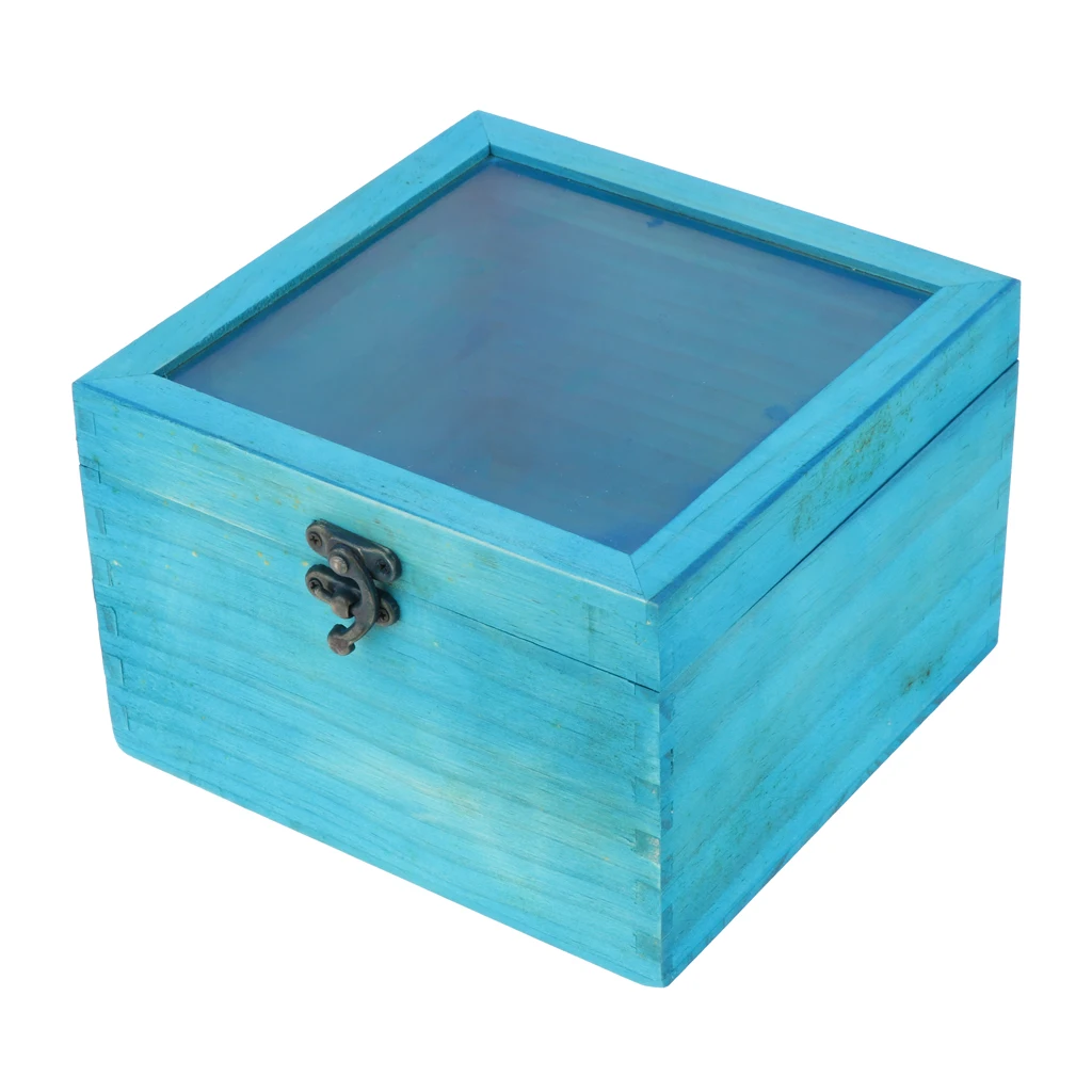 Blue Wooden Jewelry Chest Flower Storage Case Gadgets Accessories Organizing Box with Hinged Cover Clasp
Blue Wooden Jewelry Chest Flower Storage Case Gadgets Accessories Organizing Box with Hinged Cover Clasp