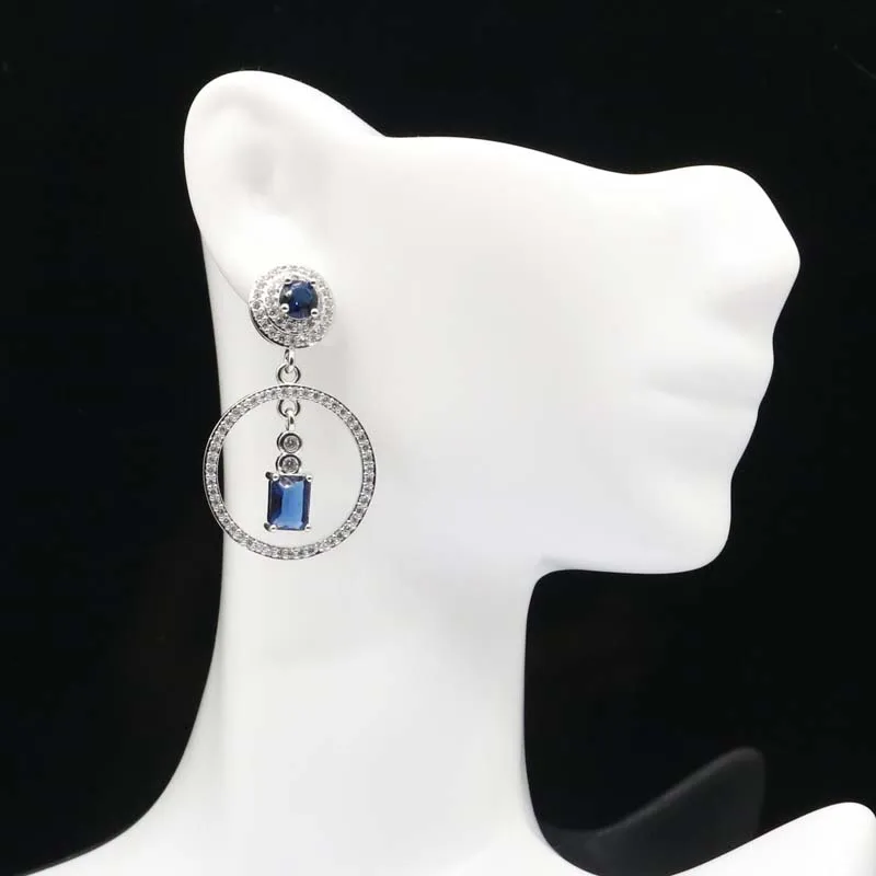 Женские серебряные серьги из танзанита морганита 38 х22 мм|925 silver earrings|earrings stylesilver