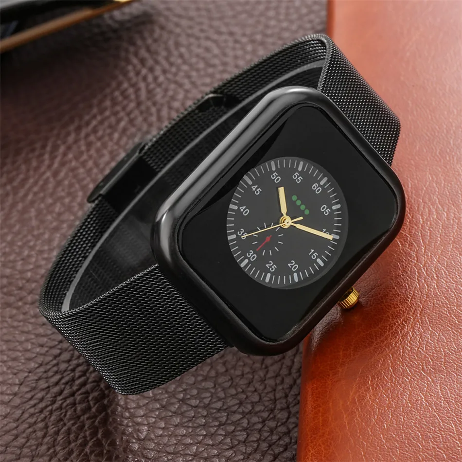 Men's Watch Quartz Fashion Black Mesh Stainless Steel Wristwatch Decoration Seconds Hand Gold Analog Display Men Watches
Men's Watch Quartz Fashion Black Mesh Stainless Steel Wristwatch Decoration Seconds Hand Gold Analog Display Men Watches